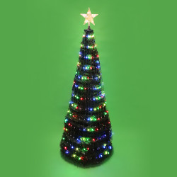 Гирлянда в виде смарт-елки 1,5 м СНОУ БУМ, 244 LED ламп, свечение Extra*RGB (7в1), 18 режимов, ПВХ зеленый, 5В
