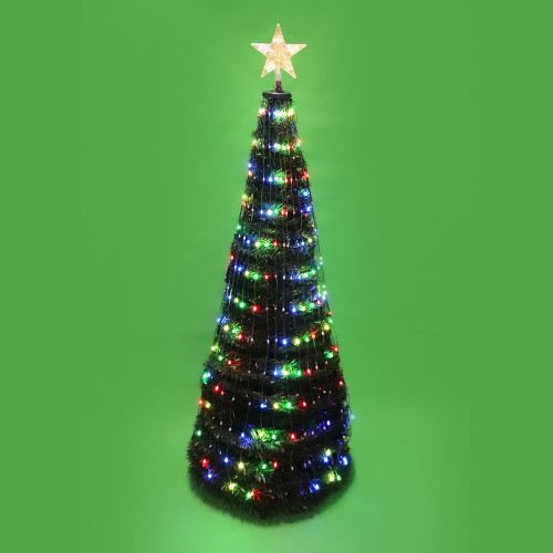 Гирлянда в виде смарт-елки 1,5 м СНОУ БУМ, 244 LED ламп, свечение Extra*RGB (7в1), 18 режимов, ПВХ зеленый, 5В