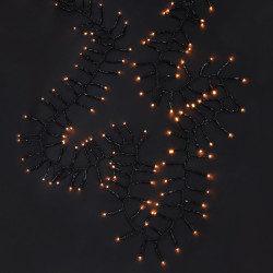 Гирлянда уличная мишура 24 м BY, 1300 LED ламп, постоянное свечение шампань, черный провод, коннект, 220В (31В), IP44