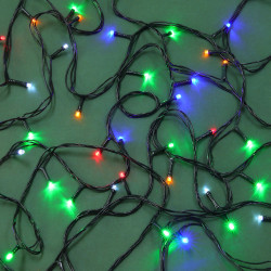 Гирлянда уличная вьюн 10 м BY, 100 LED ламп, свечение мульти, ПВХ зеленый, мерцание, коннектор, 220В, IP44
