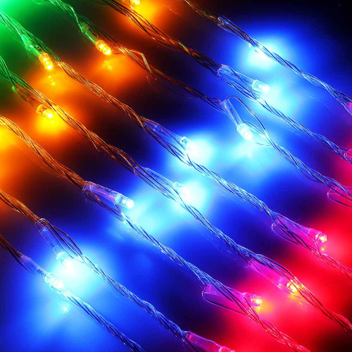 Гирлянда уличная 1,2х2 м СНОУ БУМ, 192 LED ламп, свечение мультицвет, ПВХ прозрачный, 8 режимов, эффект водопада, 8 нитей, коннектор, 220В