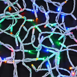 Гирлянда уличная вьюн 10 м BY, 100 LED ламп, свечение мульти, ПВХ белый, мерцание, коннектор, 220В, IP65