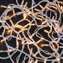 Гирлянда уличная вьюн 10 м BY, 100 LED ламп, свечение шампань, ПВХ белый, мерцание белым, коннект, 220В, IP65