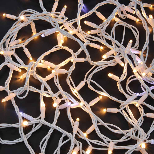 Гирлянда уличная вьюн 10 м BY, 100 LED ламп, свечение шампань, ПВХ белый, мерцание белым, коннект, 220В, IP65
