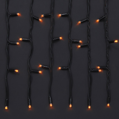 Гирлянда уличная бахрома 3x0.6х0.4 м BY, 100 LED ламп, постоянное желтое свечение, ПВХ черный, коннектор,  220В, IP65