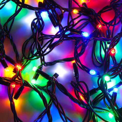 Гирлянда уличная вьюн 10 м BY, 100 LED ламп, свечение мульти, ПВХ черный, мерцание, коннектор, 220В