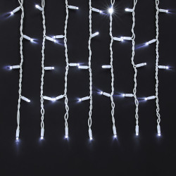 Гирлянда уличная бахрома 3x0.6х0.4 м BY, 100 LED ламп, постоянное белое свечение, ПВХ белый, коннект, 220В, IP65