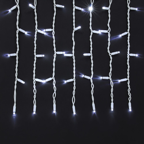 Гирлянда уличная бахрома 3x0.6х0.4 м BY, 100 LED ламп, постоянное белое свечение, ПВХ белый, коннект, 220В, IP65