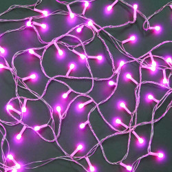 Гирлянда вьюн 10 м СНОУ БУМ, 100 LED ламп, ПВХ прозрачный, 8 режимов, розовый цветной диод 8 мм, 220В