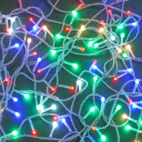 Гирлянда вьюн 10 м СНОУ БУМ, 120 LED ламп, свечение мульти, ПВХ прозрачный, 8 режимов, цветной диод, 220В
