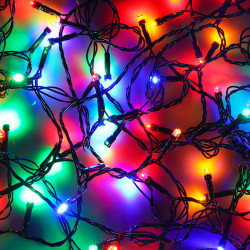 Гирлянда вьюн 9 м СНОУ БУМ, 100 LED ламп, свечение мульти, ПВХ черный, 8 режимов, 220В