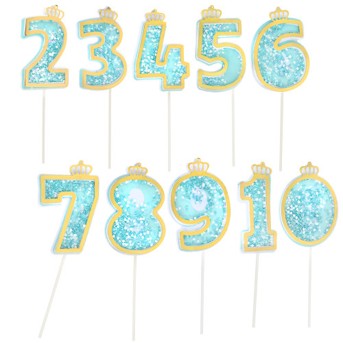 FNtastic Декор для торта, цифры (0-9), 23,5 см, пластик, бумага, цвет голубой