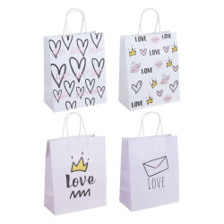 LADECOR Пакет подарочный, бумажный, 22x27x11 см, 4 дизайна, LOVE
