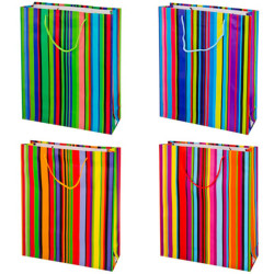 Пакет подарочный бумажный 28x34x8,5см, "Полосы", 4 дизайна, арт.540