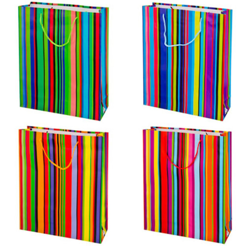 Пакет подарочный бумажный 28x34x8,5см, "Полосы", 4 дизайна, арт.540