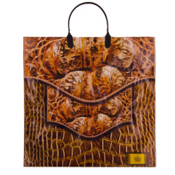 Пакет ПВД с пластиковой ручкой, 37x36см, 100мкм, "Кожаная сумка"