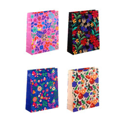 LADECOR Пакет подарочный бумажный, 26x32x9 см, 4 дизайна, Цветочный узор, арт 3