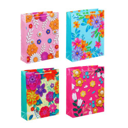 LADECOR Пакет подарочный бумажный, 26x32x9 см, 4 дизайна, Цветочный узор, арт 2