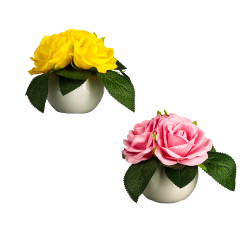 LADECOR Светильник в виде роз в керамическом горшке, 12,2x12,2x19см, 1хCR2032, 2 цвета