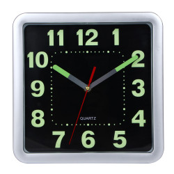 LADECOR CHRONO Часы настенные квадратные, пластик, 25x25x4 см, 1xAA, оправа серебро