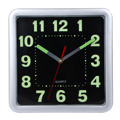 LADECOR CHRONO Часы настенные квадратные, пластик, 25x25x4 см, 1xAA, оправа серебро