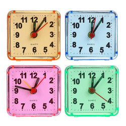 LADECOR CHRONO Будильник, пластик, 5,7х5,5х2,7см, 4 цвета, 1хАА, арт 1-1