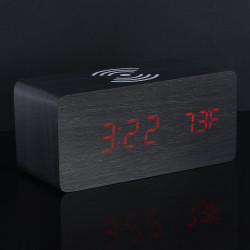 LADECOR CHRONO Будильник электронный чёрный, пластик, красная подсветка