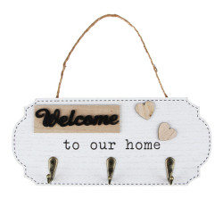 Ключница открытого типа WELCOME на 3 крючка, 23,5x10,3x3 см, МДФ