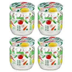 HEREVIN Набор банок с крышками 4шт., стекло, 425мл, 330357-152