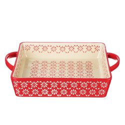 BY COLLECTION Форма для запекания и сервировки квадр. с ручками, керамика, 31,5х25,5х6см, 2,4л, крас
