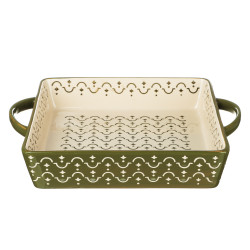 BY COLLECTION Форма для запекания и сервировки квадр. с ручками, керамика, 31,5х25,5х6см, 2,4л, зел.