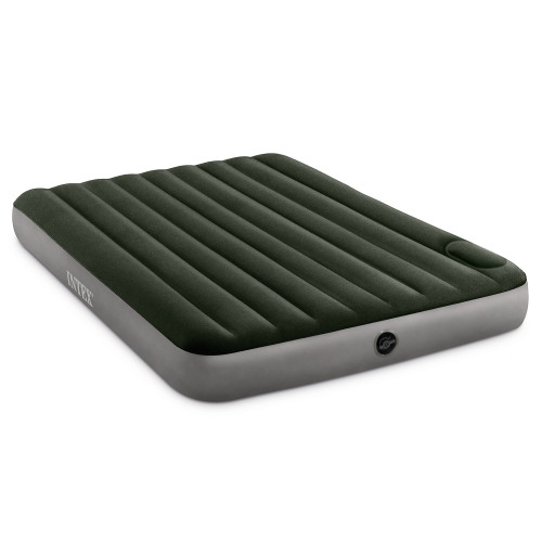 INTEX Кровать надувная DOWNY BED, (fiber-tech) встроенный ножной насос, 152x203x25см, ПВХ, 64763