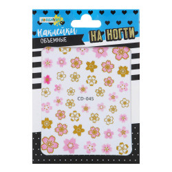 ХОББИХИТ Наклейки на ногти объемные, бумага, 13х9 см, 10 дизайнов