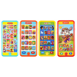 АЗБУКВАРИК Мультиплеер-смартфончик, 6,7х13,8х1,35см, пластик, 3xААА, 4 дизайна