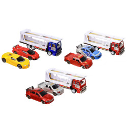 ИГРОЛЕНД Грузовик с 2 иномарками, ABS, инерция, 36х12х20см